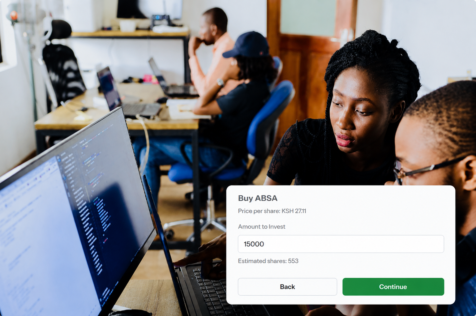 Buy ABSA shares screen inside ZiiDi Trader